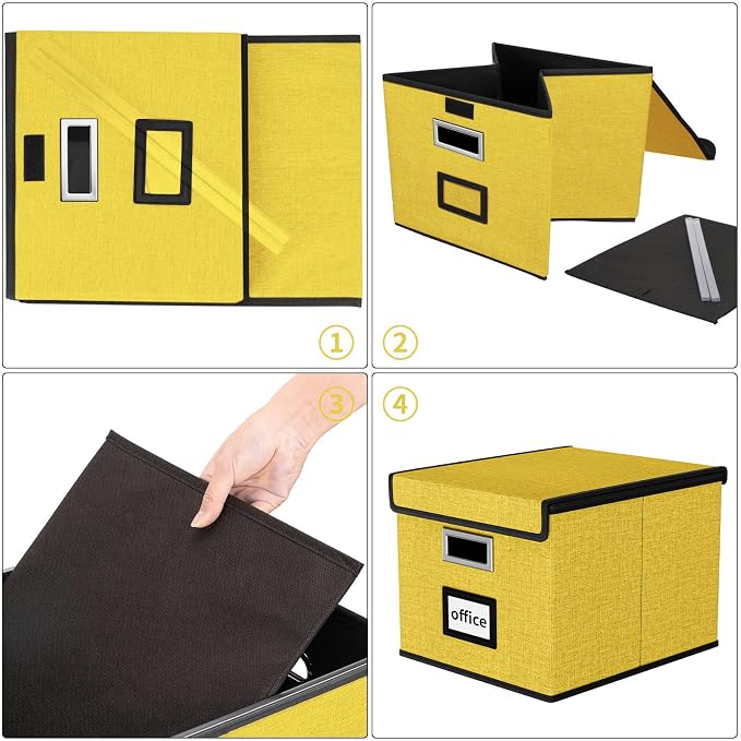File Organizer Box with Lids, Collapsible File Folder Organizer | File Box with - Image 7
