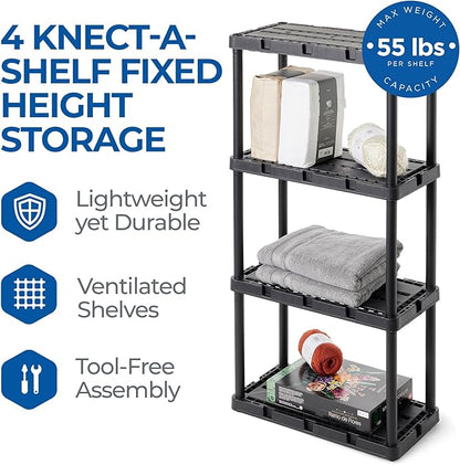 Gracious Living 3 Pack Light Duty Storage Shelves, Knect-A-Shelf 4-Shelf - Image 4