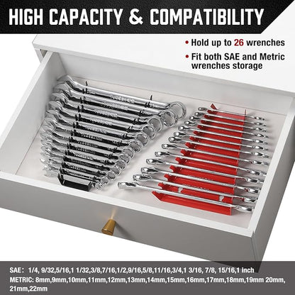 ALOANES 26-Slot Metal Wrench Organizer, Heavy Duty Hanging Wrench Organizer Tray - Image 6