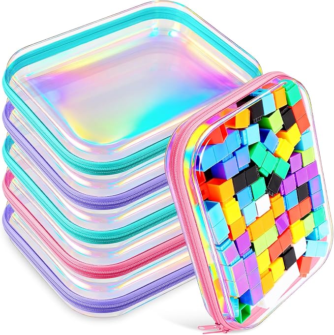Sanwuta 6 Pcs Clear Hard Zipper Case Hard Plastic Zipper Pouches Transparent by Sanwuta