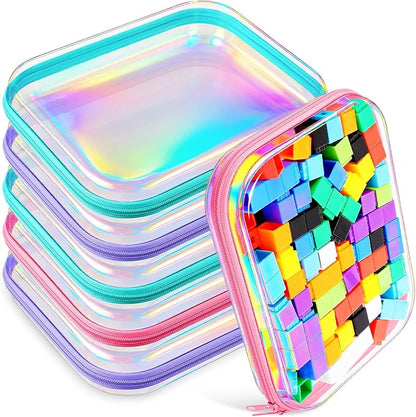 Sanwuta 6 Pcs Clear Hard Zipper Case Hard Plastic Zipper Pouches Transparent by Sanwuta