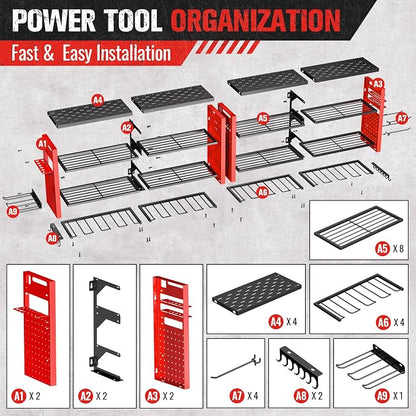 66" W Super Large Power Tool Organizer Wall Mount, Heavy Duty Cordless Tool - Image 8