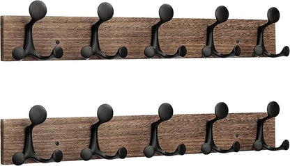 SKOLOO 24-Inch Wood Burnt Coat Rack Wall Mount by SKOLOO