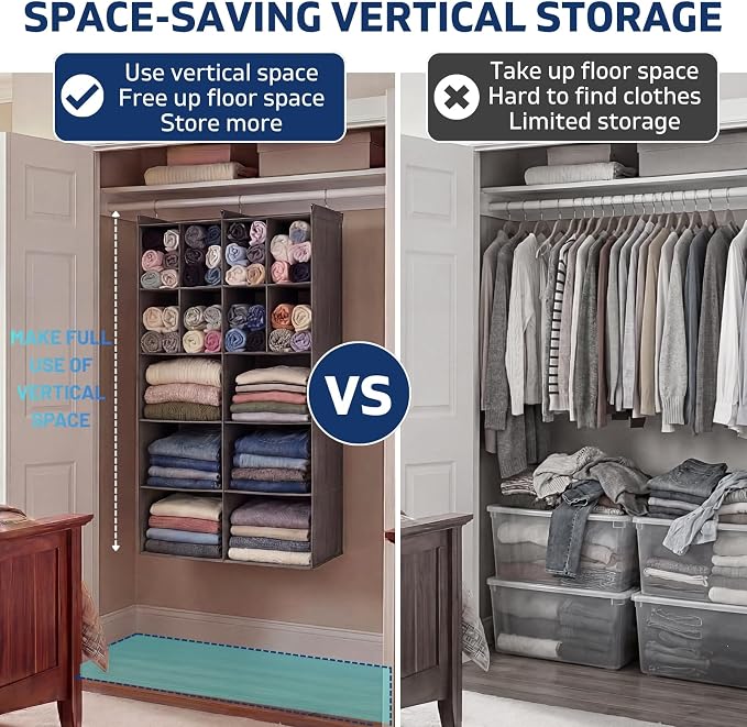 Ofiray-home 5 Tier Hanging Closet Organizer, 14 Compartments Sweater Organizer - Image 5