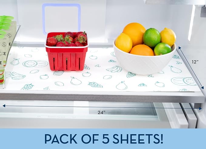 S&T INC. Fridge Liners, 5 Pack, Fruit | Non-Adhesive, Washable and Absorbent - Image 6