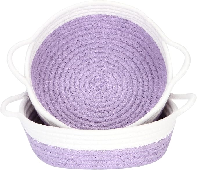 Sea Team 2-Pack Cotton Rope Baskets, 10 x 3 Inches Small Woven Storage Basket by SeaTeam