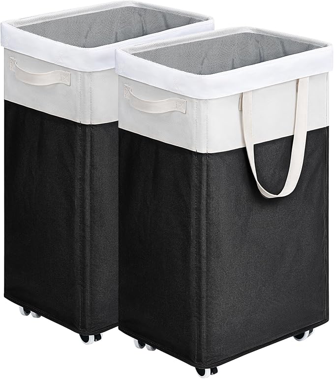 Goodpick Hamper with Wheels 75L 2-Pack, Tall Laundry Basket with Removable Wash by Goodpick