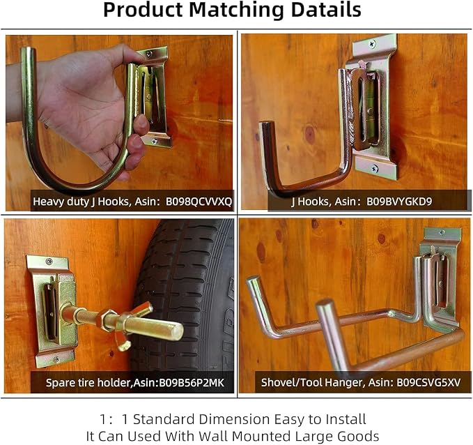 8 Pack E Track Heavy Duty Shovel Hanger - Image 2