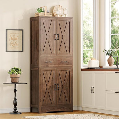Tall Storage Cabinet with 2 Adjustable Shelves & 1 Large Drawer, Kitchen Pantry - Image 2