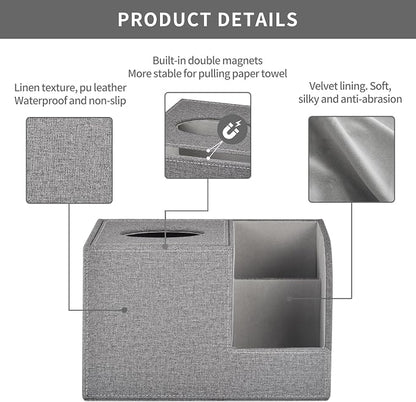 Square Tissue Box Cover Organizer, PU Leather Cube Tissue Box Holder - Image 5