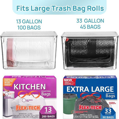Vtopmart 2 Pack Clear Trash Bag Holder, Stackable Garbage Bag Dispenser | Trash - Image 2