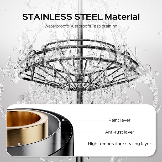 HAMITOR Shower Caddy Tension Pole: 4-Tier Rustproof Bathroom Corner Shelf - Image 3