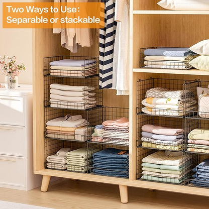 4 Tier Stackable Closet Organizers and Storage Shelves, Foldable Closet Shelf - Image 5