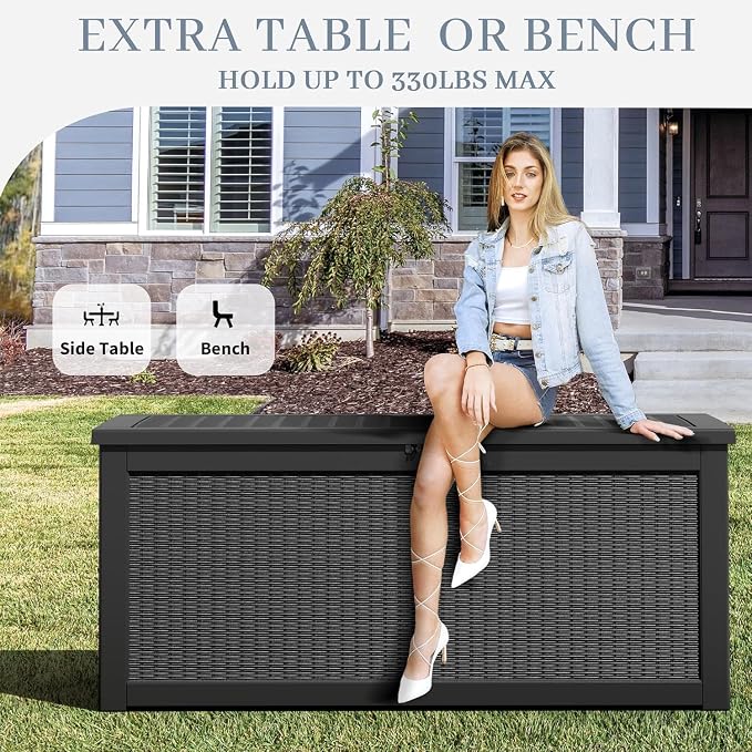 NUNU LAB Outdoor Storage Box, 320 Gallon Deck Box, Resin Waterproof Outside - Image 3