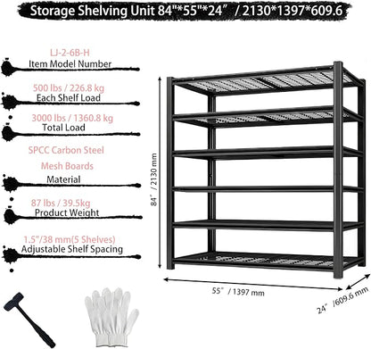 Storage Shelving Unit 6-Tier Heavy Duty Garage Shelves Metal Organizer Utility - Image 3
