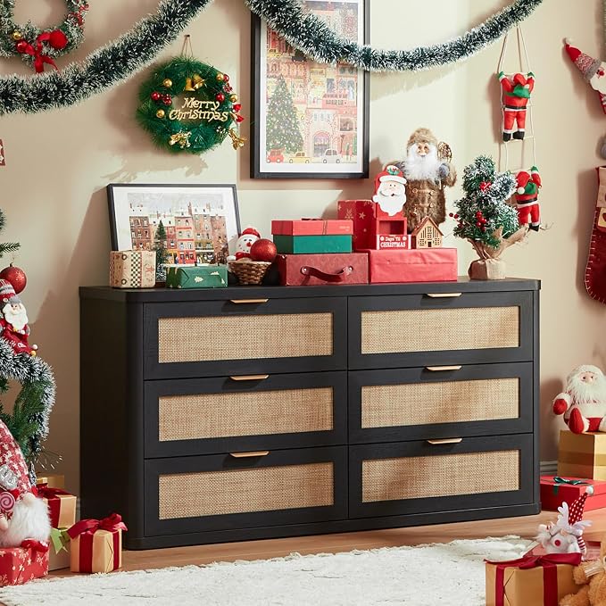 LEYAOYAO Rattan 6 Drawer Dresser - Image 3