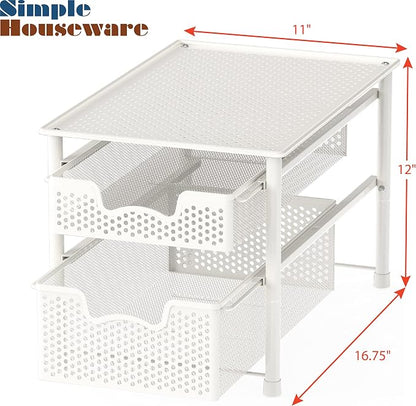 Simple Houseware Stackable 2 Tier Sliding Basket Organizer Drawer - Image 2