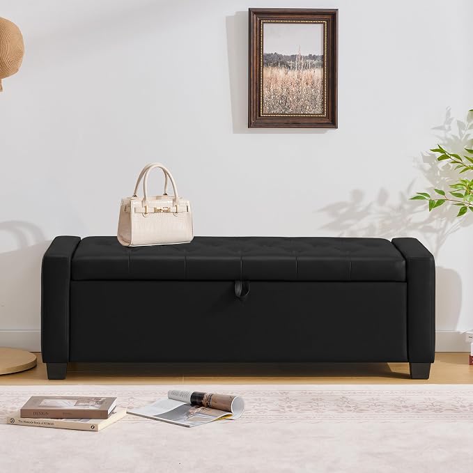 Huatean Home 48" Ottoman with Storage, Storage Ottoman Bench with Safety Hinge - Image 6