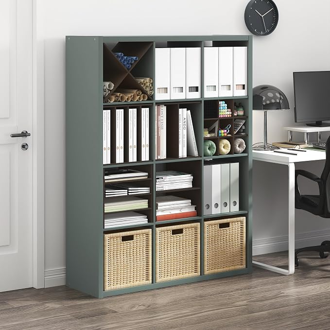 Furinno Cubicle Book Shelf, 12-Cube Bookshelf, Extra Thick Frame Reversible - Image 2