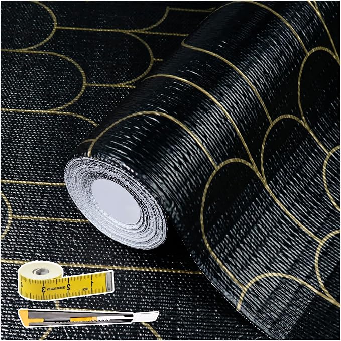 Shelf Liners for Kitchen Cabinets Drawer Liner 12in x 30FT Non Adhesive Black by Adwann