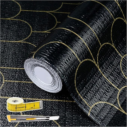 Shelf Liners for Kitchen Cabinets Drawer Liner 23.6in x 30FT Non Adhesive Black by Adwann