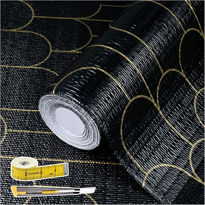 Shelf Liners for Kitchen Cabinets Drawer Liner 12in x 20FT Non Adhesive Black by Adwann