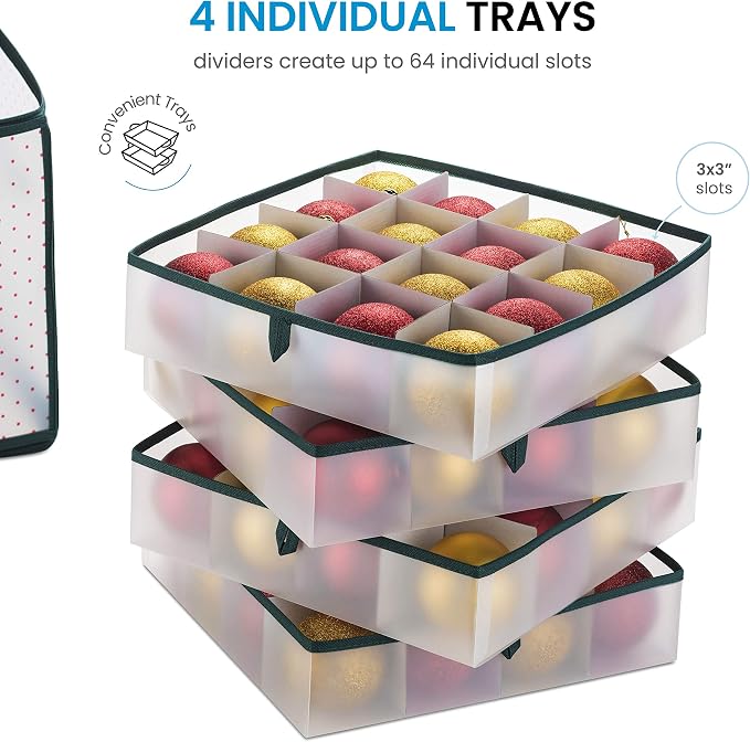 ZOBER Christmas Ornament Storage Box Plastic - Image 4