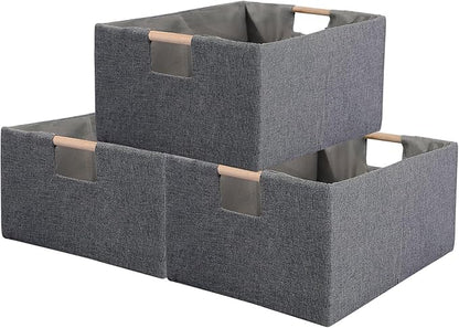Fabric Storage Bin 3 Pack Foldable Cotton Linen Storage Basket by LaMor%C3%A9e