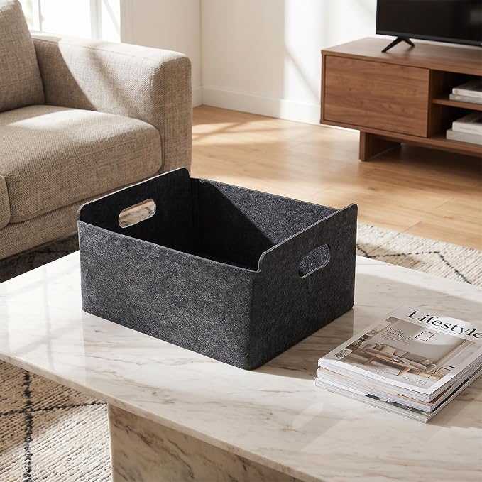 4 Pack Felt Storage Bins for Organizing Clothes, Toys & Office Files Durable - Image 5