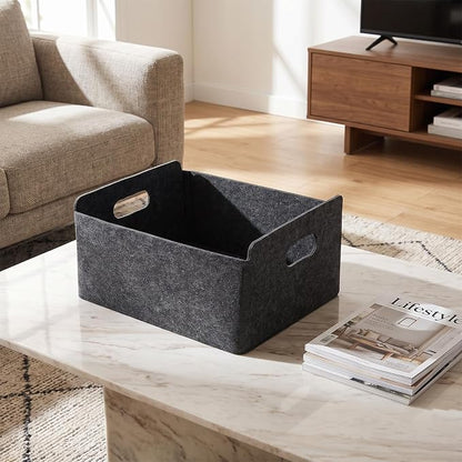4 Pack Felt Storage Bins for Organizing Clothes, Toys & Office Files Durable - Image 5