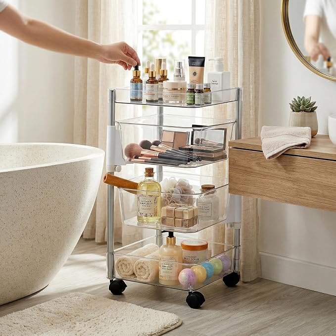 OnDisplay 360° Rotating Clear Storage Trolley – Multi-Tier Rolling Acrylic - Image 6