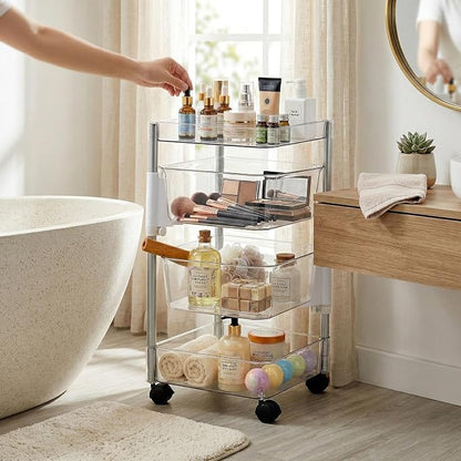 OnDisplay 360° Rotating Clear Storage Trolley – Multi-Tier Rolling Acrylic - Image 6