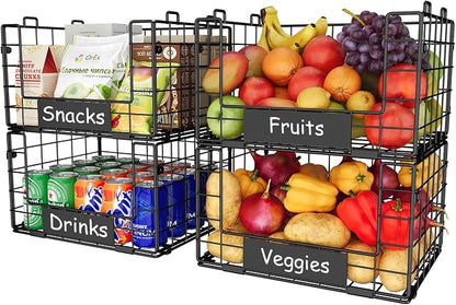 JKsmart 4 Pack XL Stackable Wire Baskets, Pantry Organizers and Storage | - Image 7