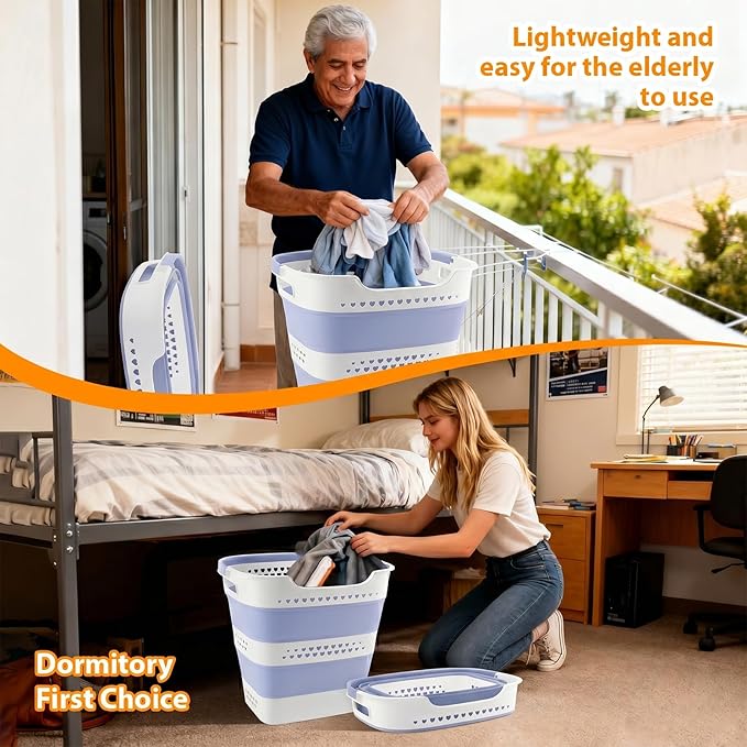 Collapsible Plastic Laundry Basket Hamper - Image 4