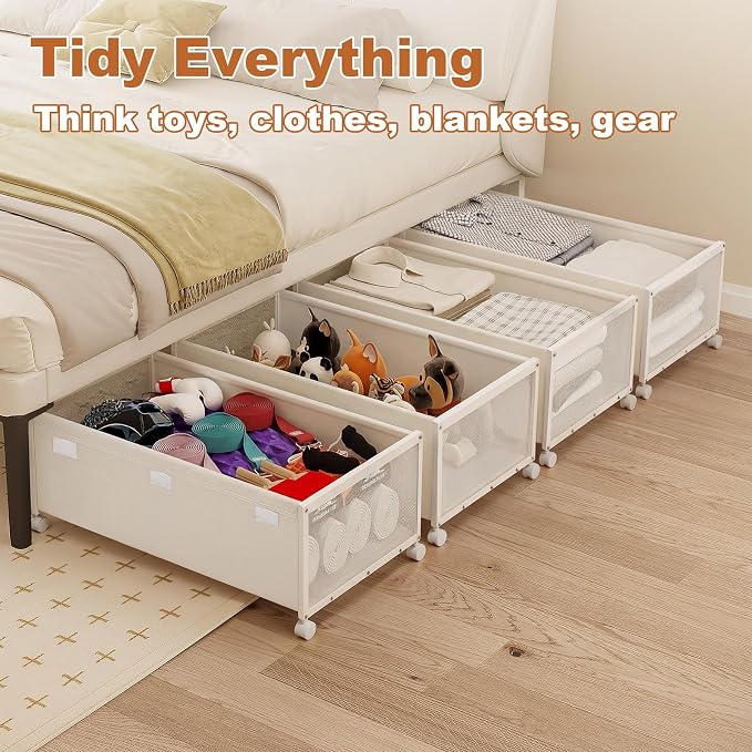 2 Pack Under the Bed Storage Containers, 12 inch Height Under Bed Shoe Storage - Image 6