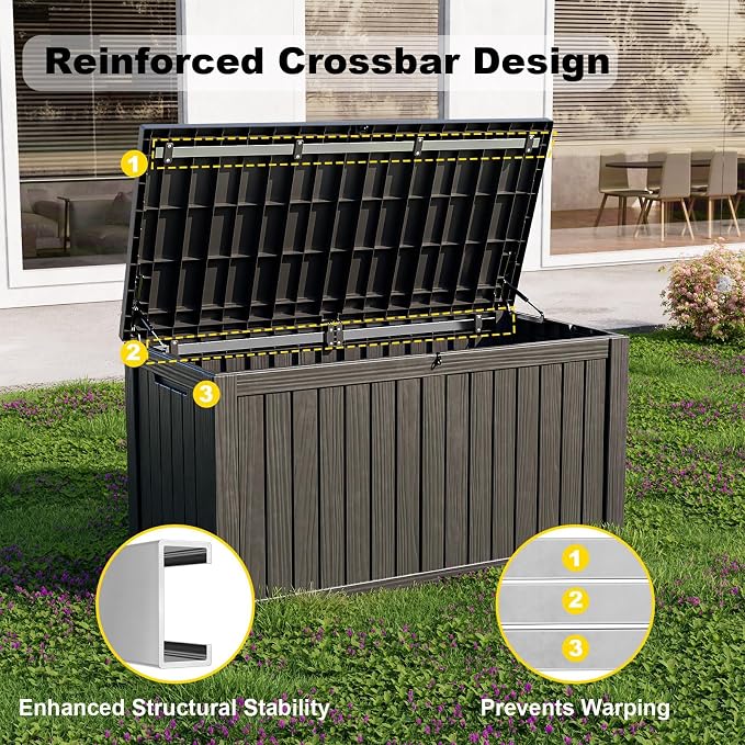 DRATO 180 Gallon Deck Boxes Outdoor Waterproof, Lockable Outdoor Storage Box - Image 4