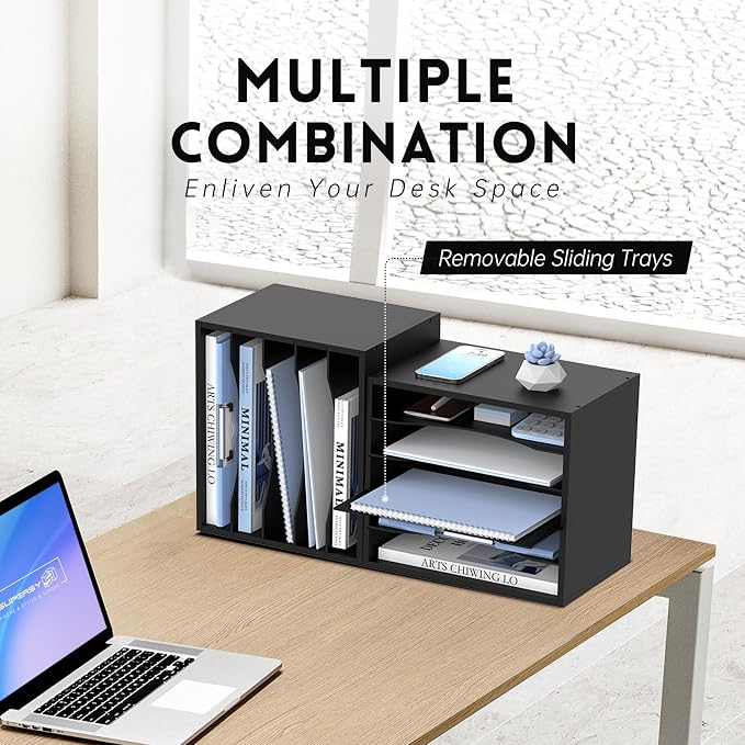 5 Tier Wood Desk Organizer, Mail Sorter and Paper Organizer - Image 2