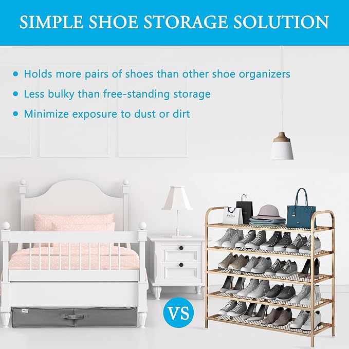 INAYA Under Bed Shoe Storage Organizer 2 Pack, Fits 32 Pairs, Large Underbed - Image 5