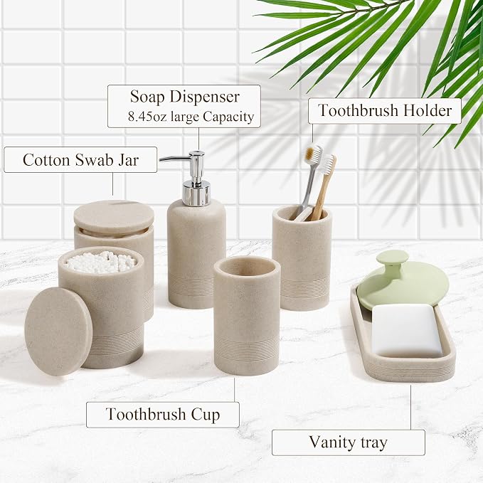 Bathroom Accessories Set, 6-Piece Bathroom Accessory Set, Toothbrush Holders Set - Image 6