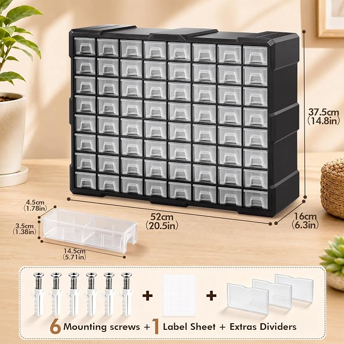 64-Drawer Organizer for Garage Building Bricks Storage,  Drawer - Image 2