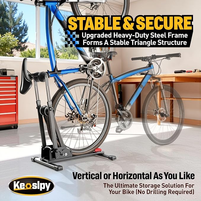 Vertical Bike Floor Stand-Freestanding Indoor Bike Storage Rack Upright Bicycle - Image 2