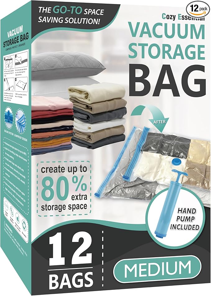 Cozy Essential Vacuum Storage Bags, 80% Compression Vacuum Seal Space Saver by CozyEssential