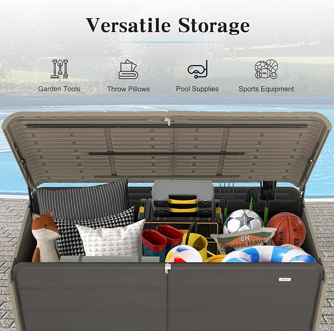 Domi 200 Gallon Resin Deck Box, Waterproof & UV-Resistant Outdoor Large Storage - Image 6