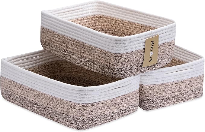 Large Shallow Organizing Baskets 15x11x5.1 Inches by MiniArkStorageBasketsHome