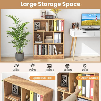 Giantex 7 Cube Bookcase, 4-Tier Freestanding Bookshelf w/ 7 Open Compartments - Image 5