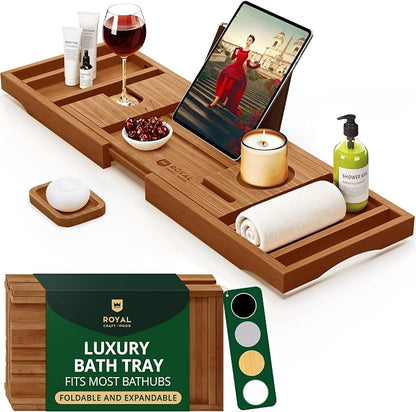 ROYAL CRAFT WOOD Premium Foldable Bathtub Tray Caddy by ROYALCRAFTWOOD