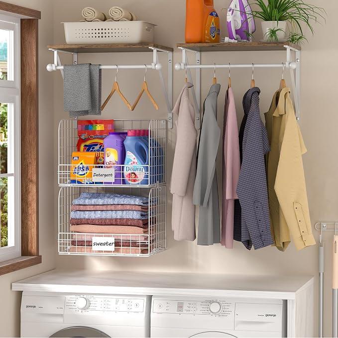 DAOUTIME 2 Set Laundry Room Wall Mounted Shelves - Image 2