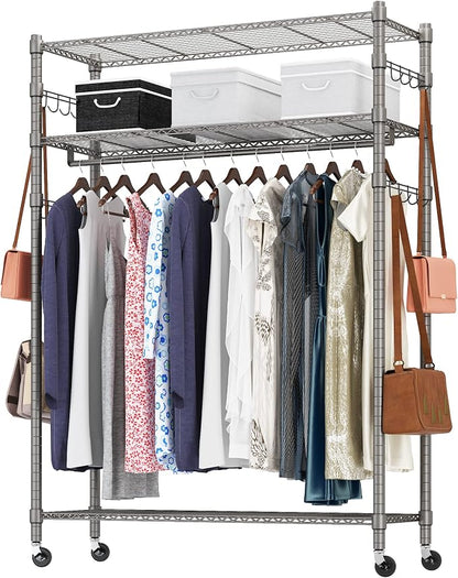 Heavy Duty Clothes Rack, Adjustable Rolling Garment Rack by BATHWA
