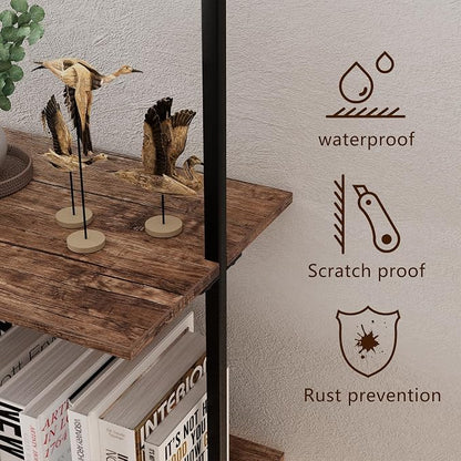 Ladder Shelf 4 Tiers Metal Industrial Bookshelf, Wall Mount Wide Book Case - Image 9