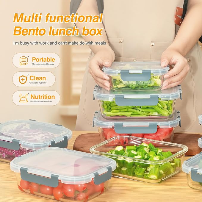 5 PACK 36 oz Glass Meal Prep Containers, Glass Food Containers - Image 6